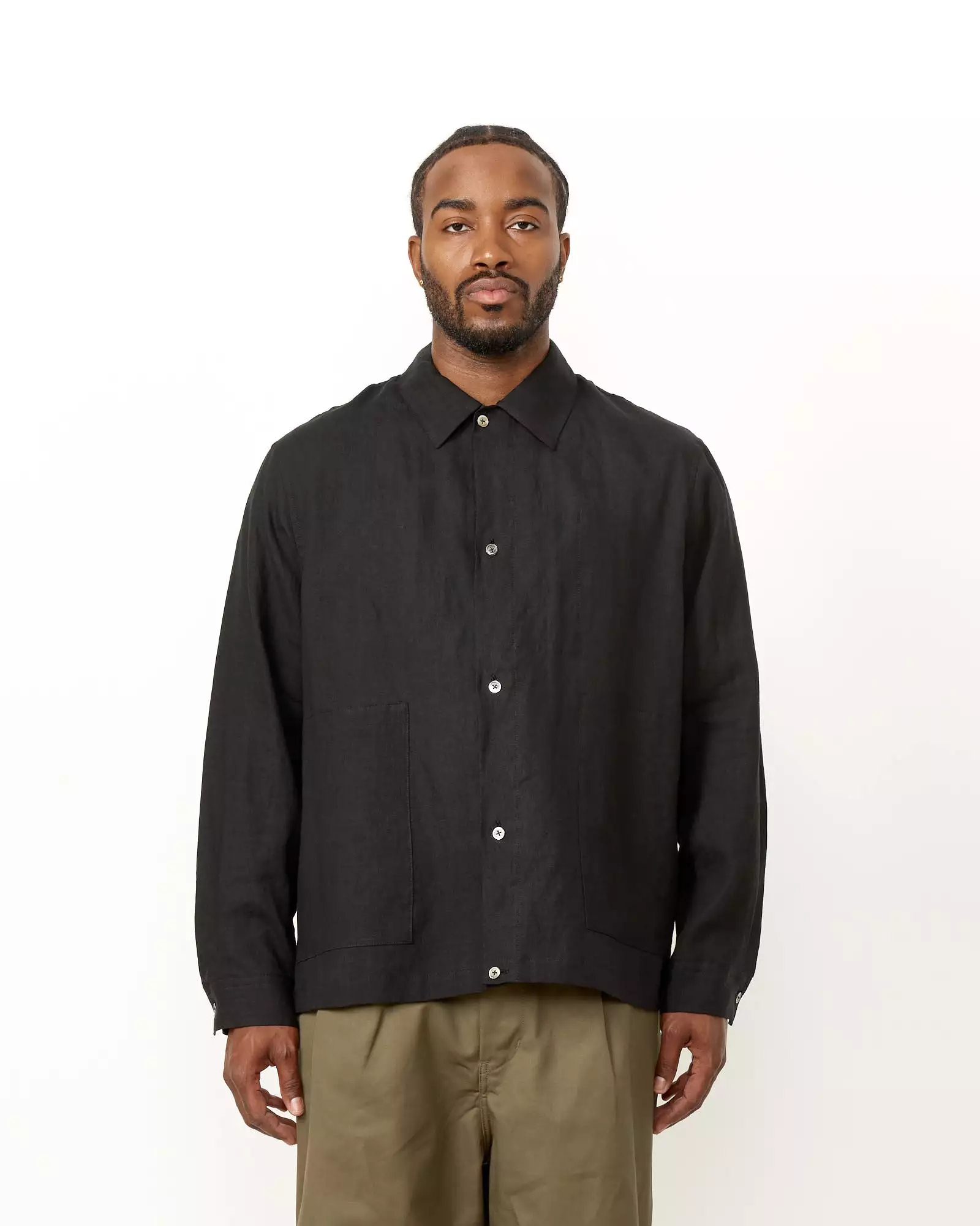 Paper Mixed Shirt Jacket in Black