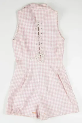 Pink Gingham Button Up Romper