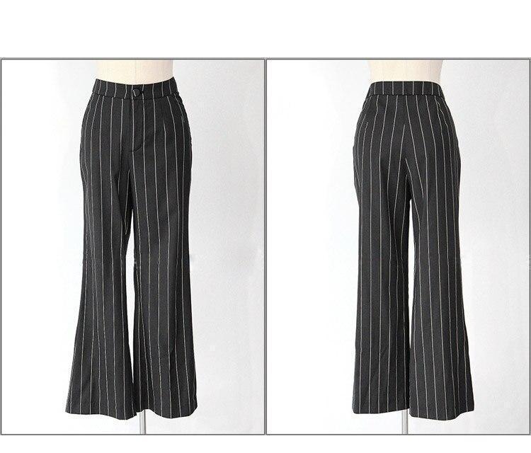 Pinstriped Black-White Pantsuits