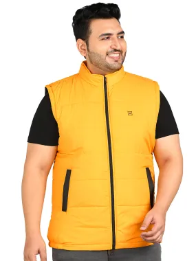 Plus Men's Yellow Sleeveless Zippered Puffer Jacket