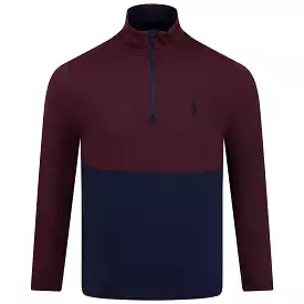 Polo Golf Stretch Jersey Quarter Zip Mid Layer Harvard Wine - AW23