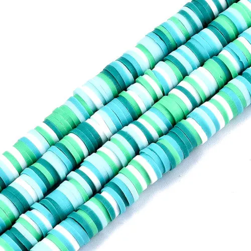 Polymer Clay Beads, Katsuki, Heishi Beads, Round, Green Mix, 6mm