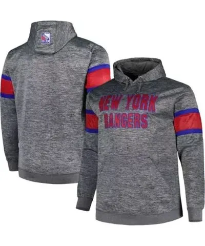 Profile Men's NHL New York Rangers Big & Tall Stripe Pullover Hoodie