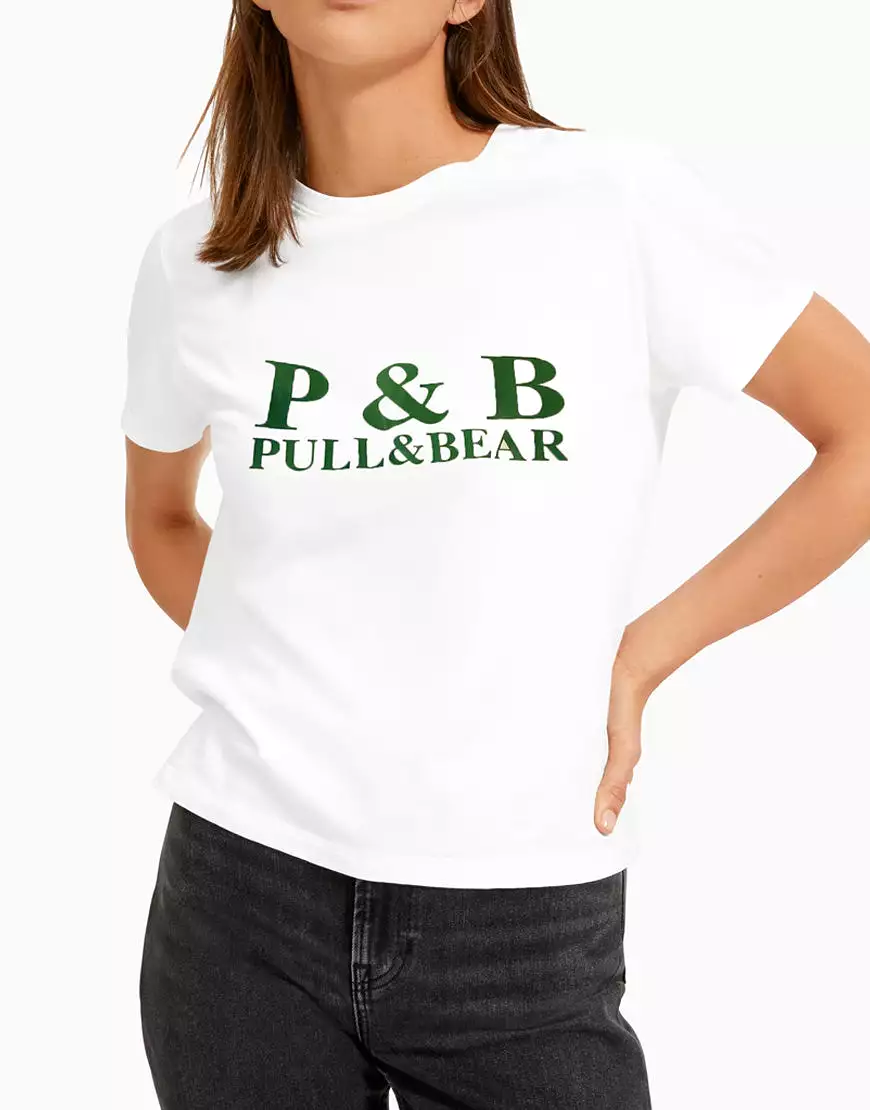 Pull and Bear White T Shirt