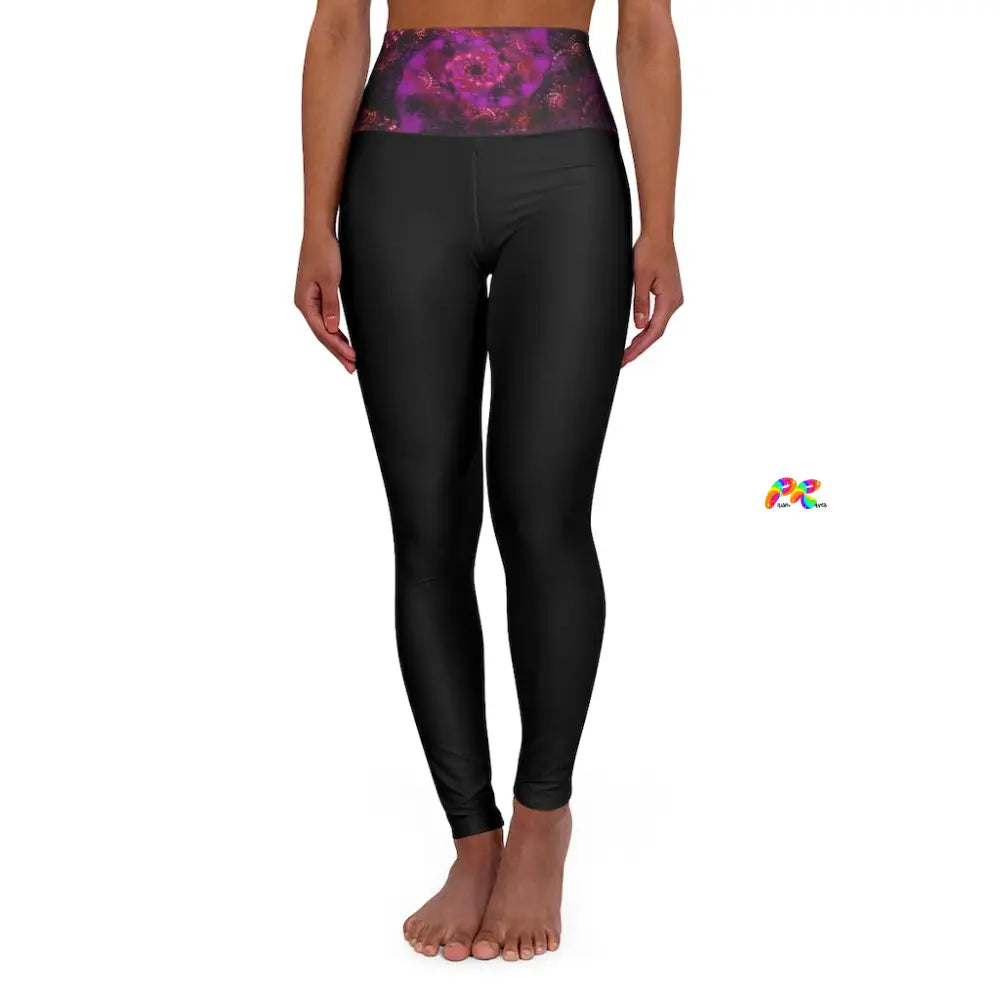 Purple Fractal High Waisted Yoga Leggings