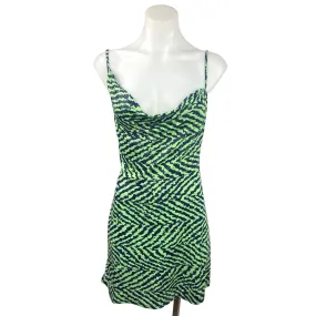 Reclaimed Vintage Green Zebra Animal Print Spaghetti Strap Tie Back Mini Dress 8