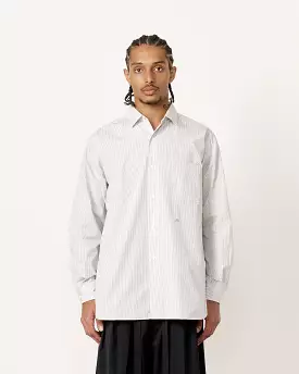 Regular Collar Stripe Wind Shirt in Beige