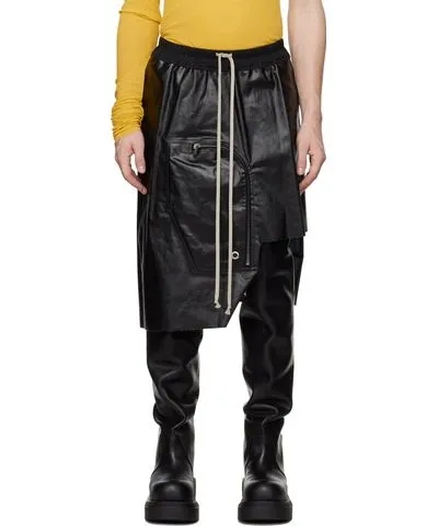 Rick Owens Black Porterville Dracca Denim Skirt