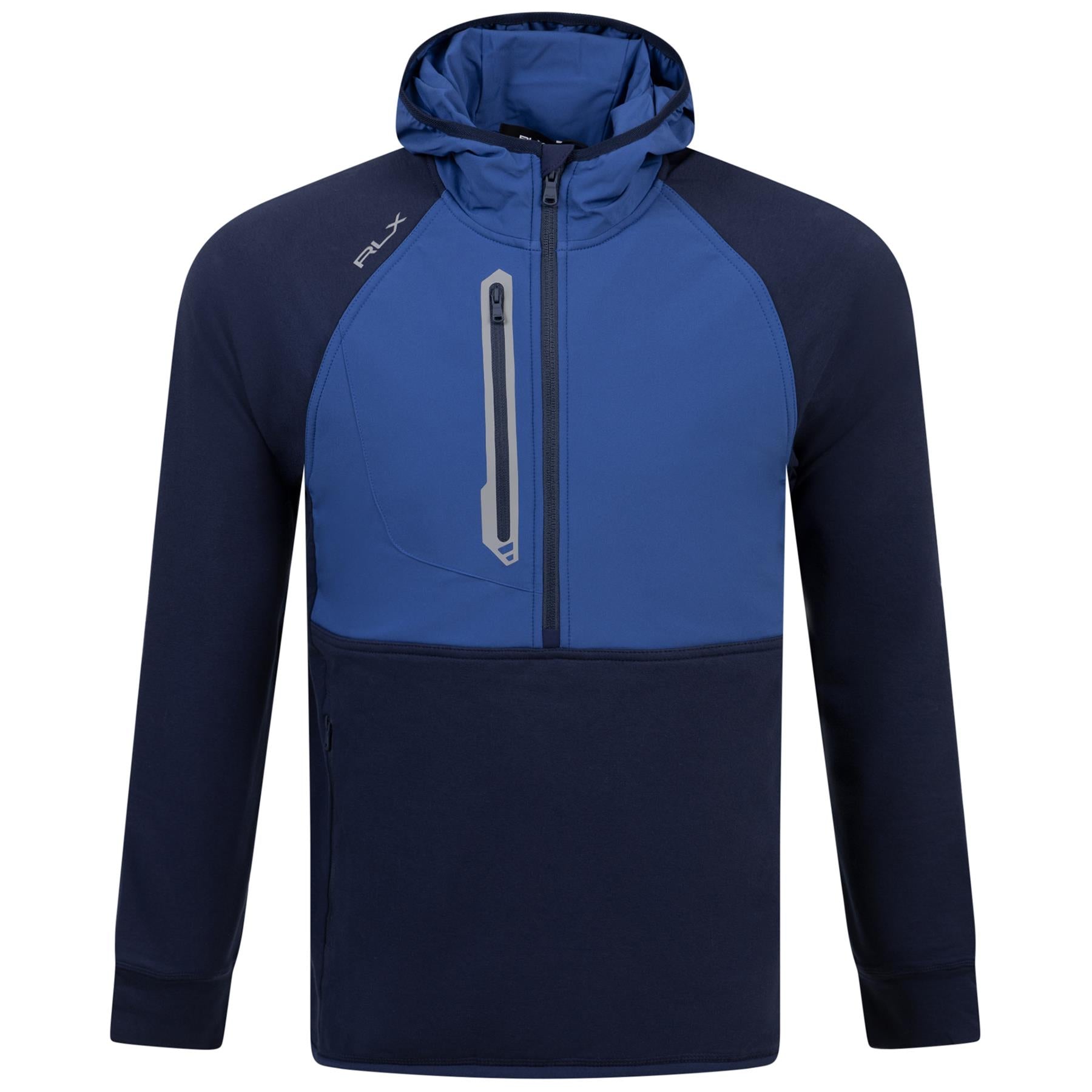 RLX Classic Fit Half Zip Cotton Knit Hooded Jacket Royal Blue - SS24