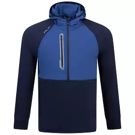 RLX Classic Fit Half Zip Cotton Knit Hooded Jacket Royal Blue - SS24