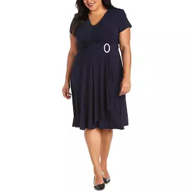 R&M Richards Womens Plus Matte Jersey Short Sleeves Cocktail Dress