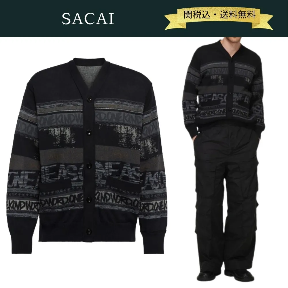 sacai  |Collaboration Cotton Logo Designers Cardigans