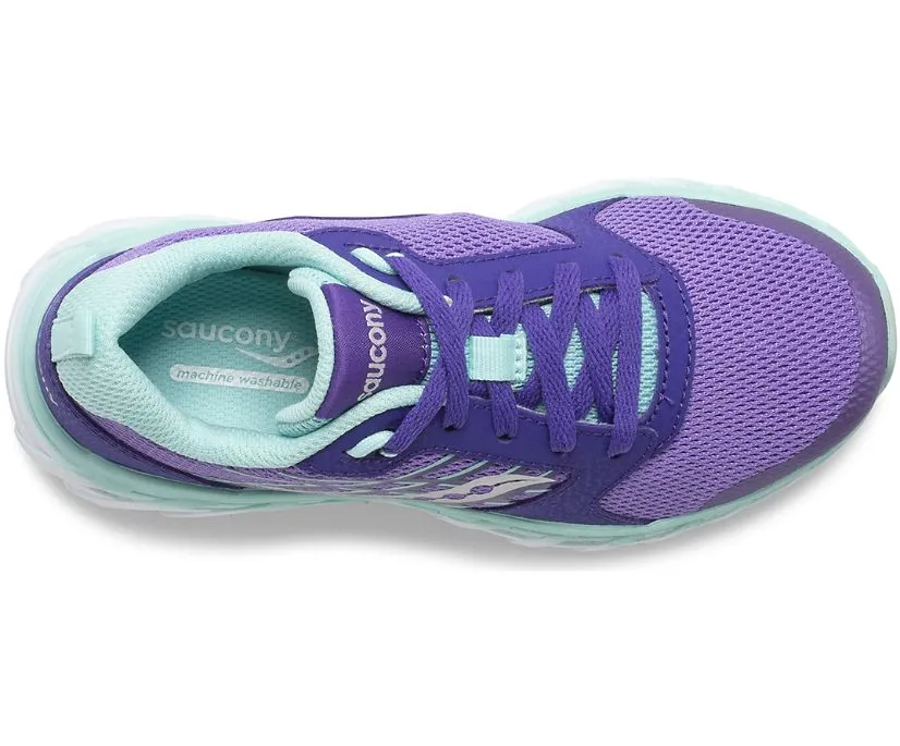 Saucony Kids Girls Wind AC 2.0 Lace Up Sneakers- Purple/ Turqoise