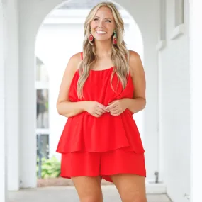 Seaside Strolls Romper, Tomato Red