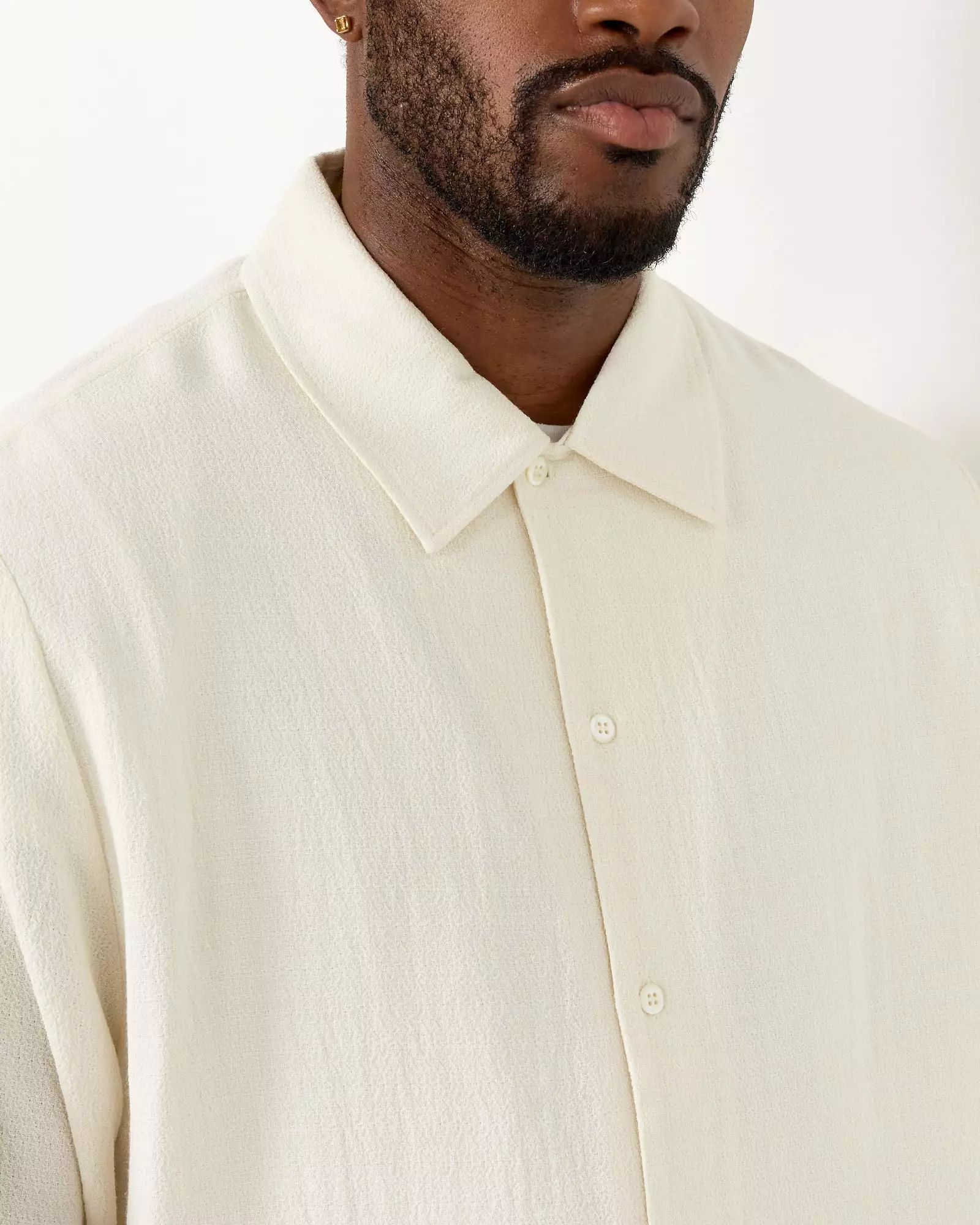 Sense Shirt in Off White Crepe