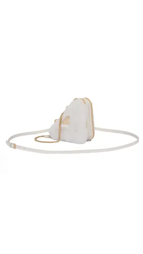 Shearling and Saffiano Leather Mini-pouch - White