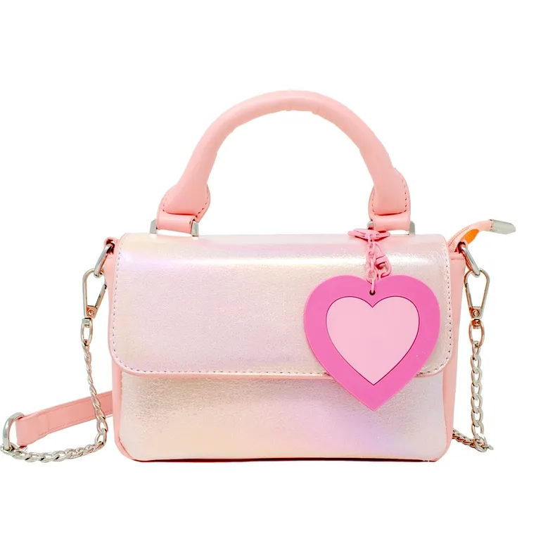 Shiny Baguette Heart Handbag (Pink or Hot Pink)