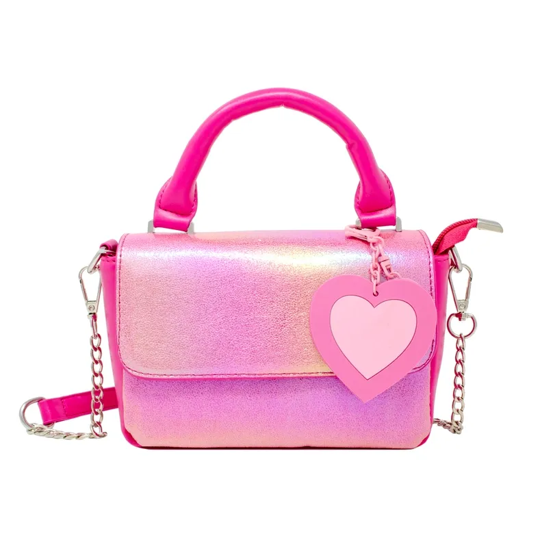 Shiny Baguette Heart Handbag (Pink or Hot Pink)