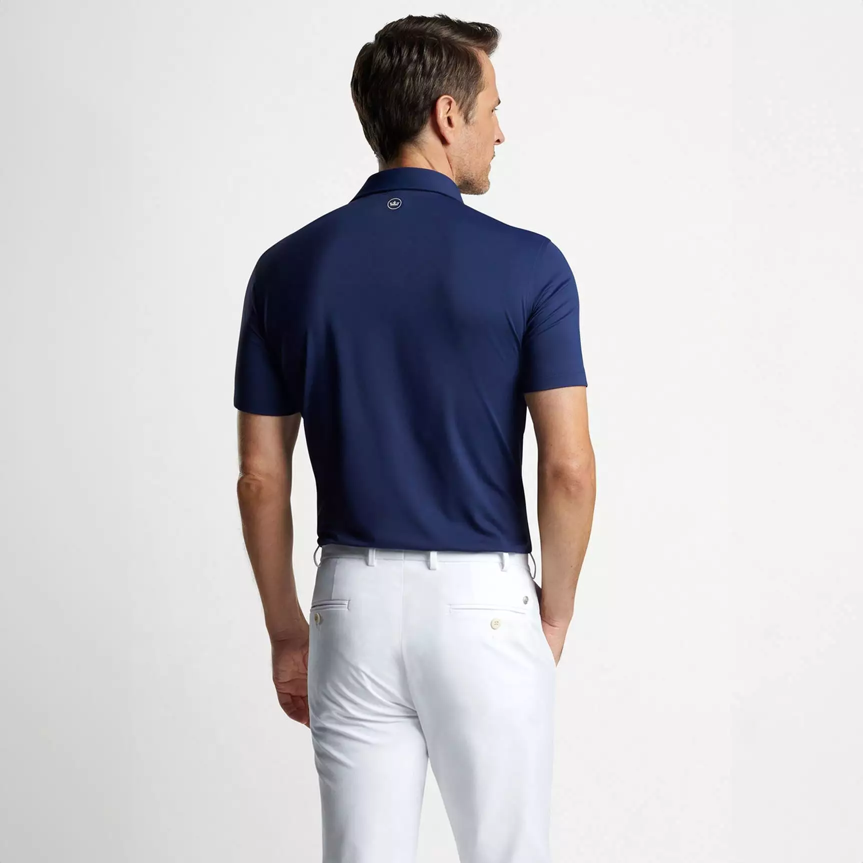 Solid Tailored Fit Performance Jersey Polo Navy - SS24