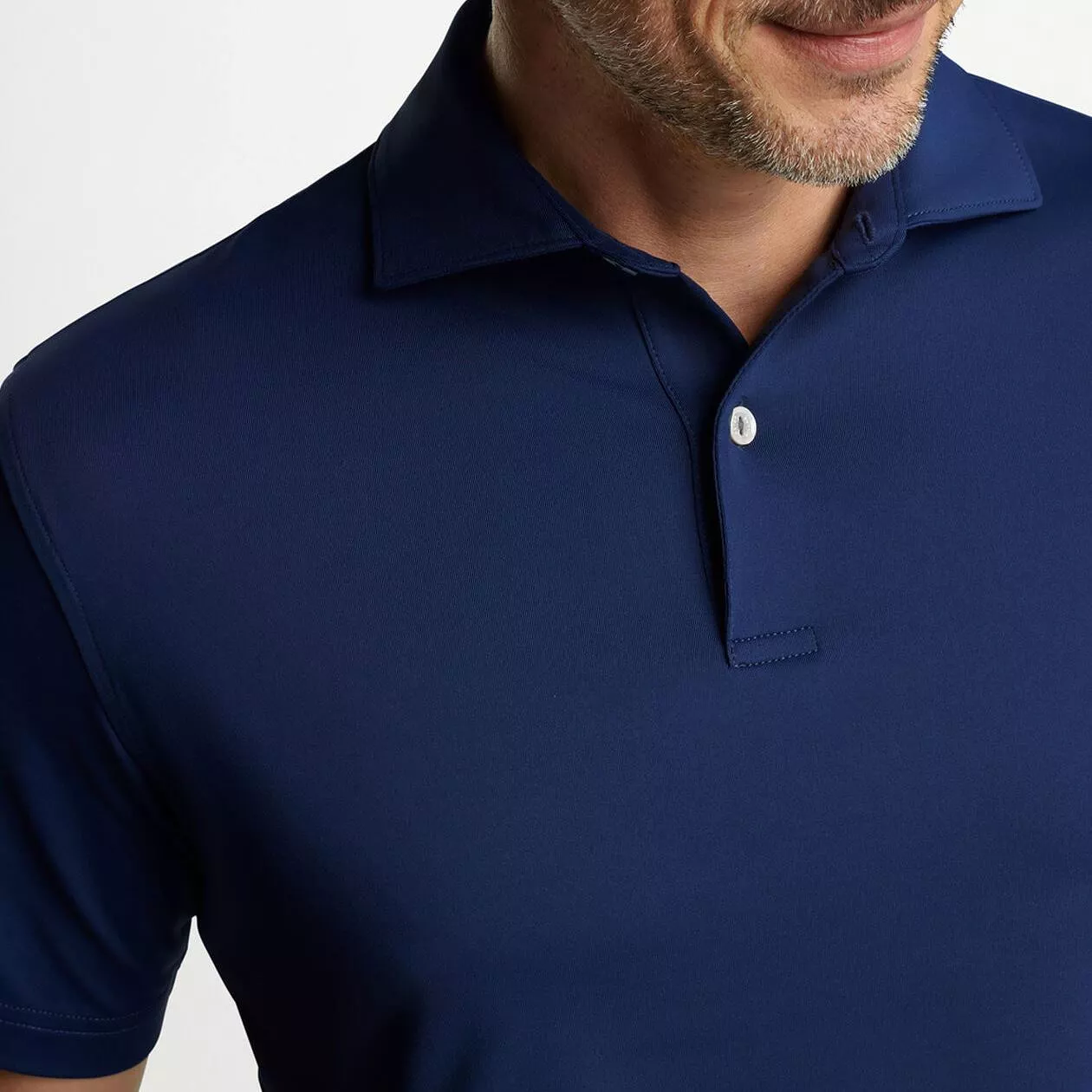 Solid Tailored Fit Performance Jersey Polo Navy - SS24