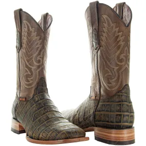 Soto Boots Mens Brown American Gator Belly Print Boots H50035