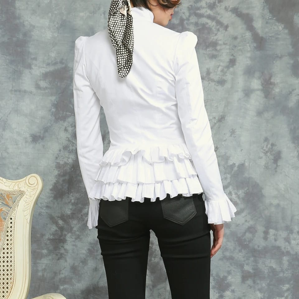 Spring Women White Shirts Vintage Victorian Short Knight Jacket 028272379