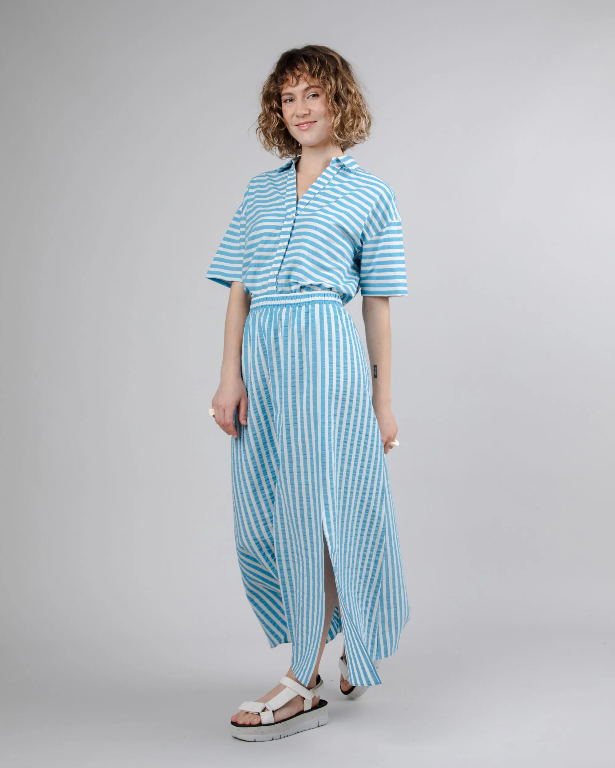 Stripes Long Skirt Blue