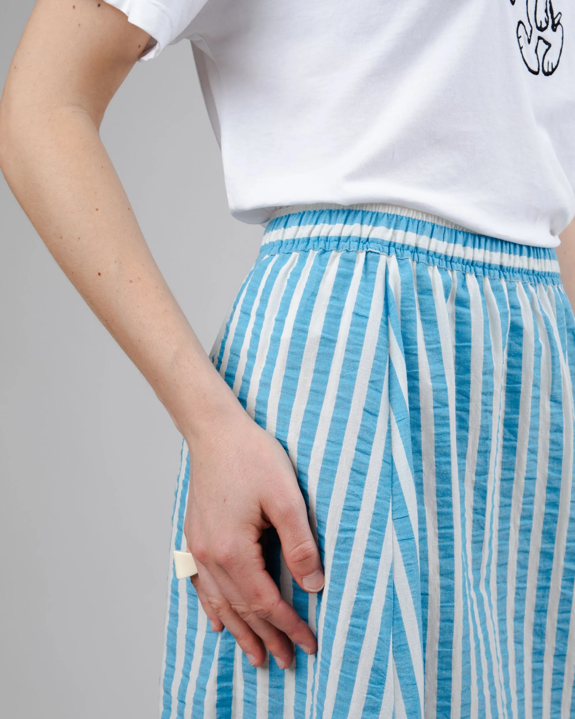 Stripes Long Skirt Blue