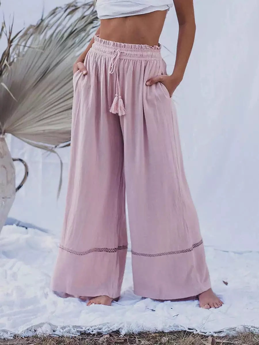 Stylish Women's Linen Blend Wide Leg Pants for Summer Comfort