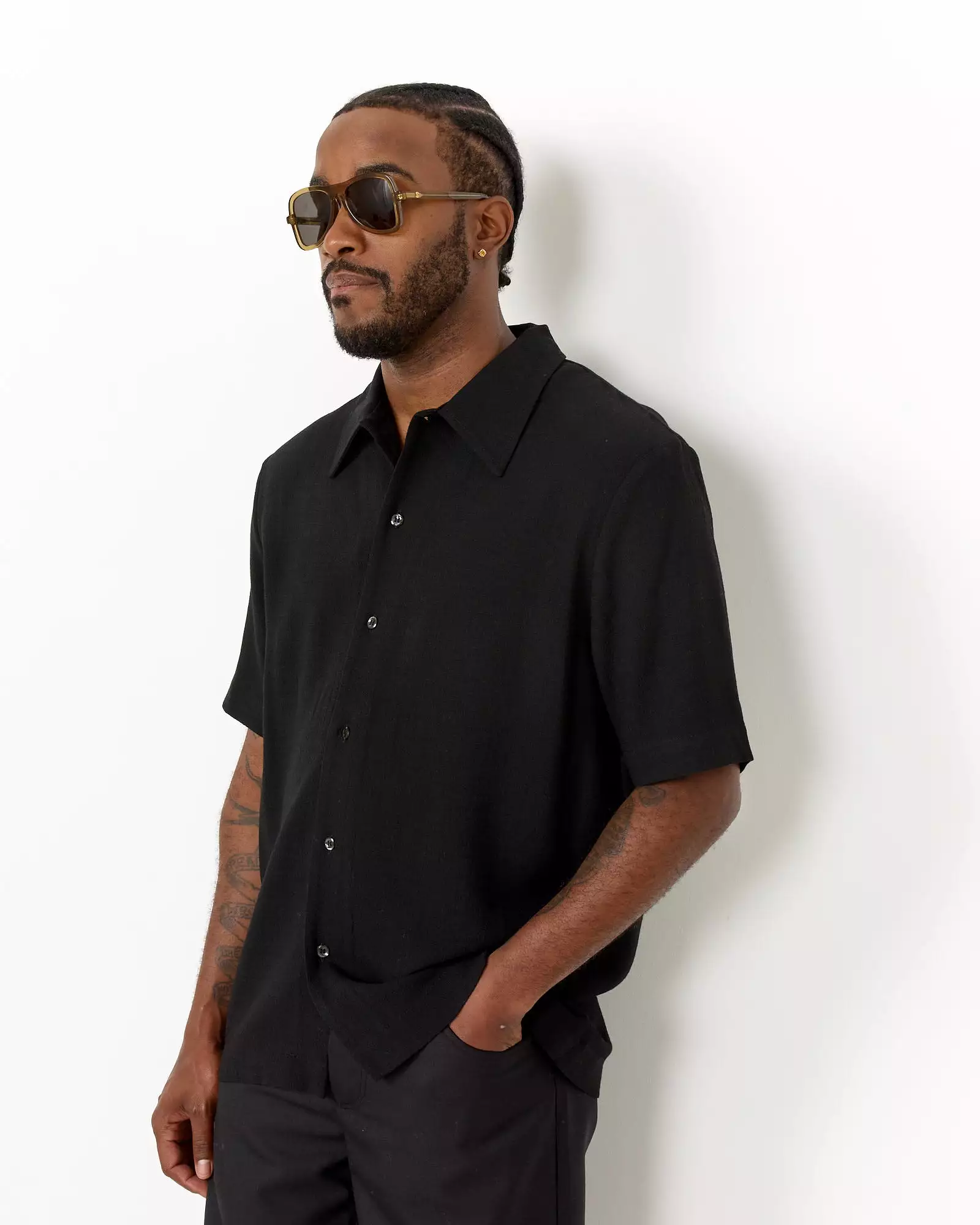 Suneham Shirt in Black Crepe