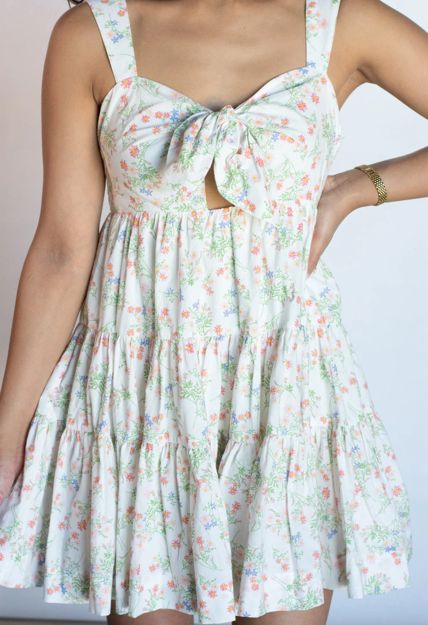 Sunny Demeanor Floral Front Keyhole Dress