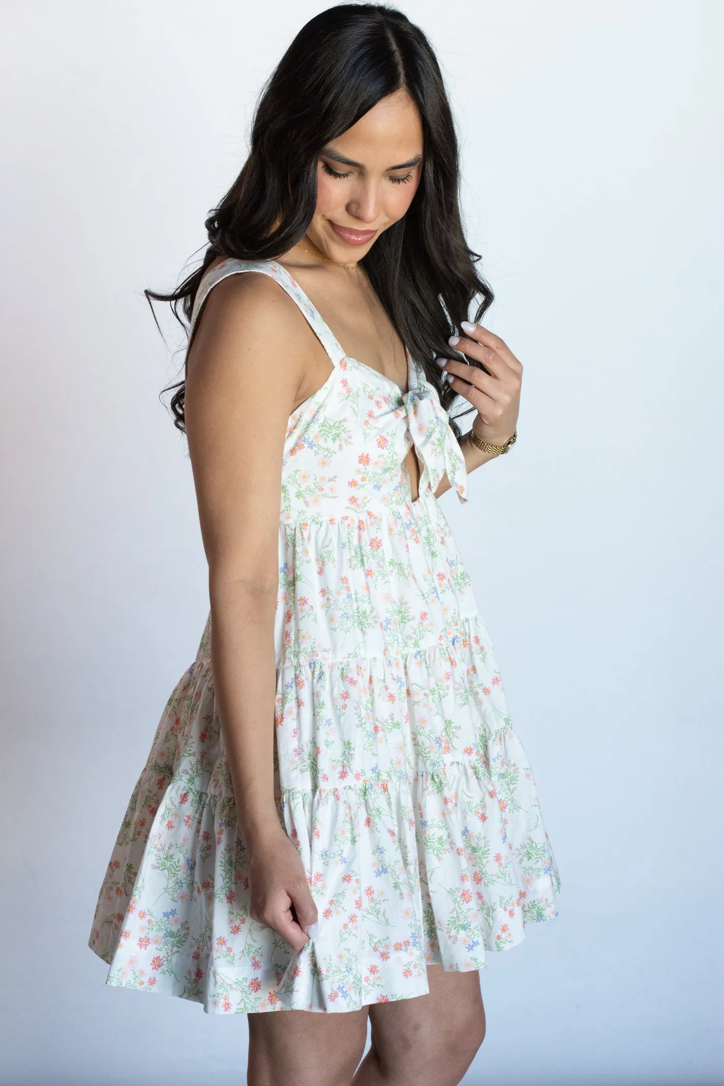 Sunny Demeanor Floral Front Keyhole Dress