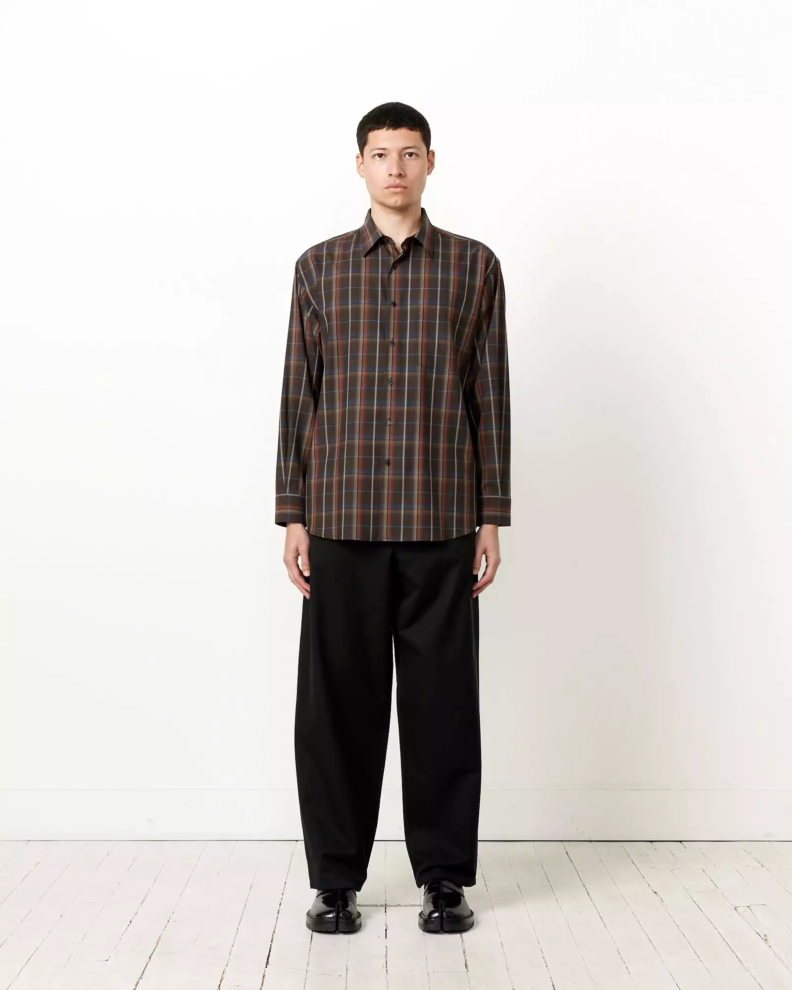 Super Light Check Shirt in Dark Brown