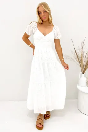 Sutton Broderie Maxi Dress Vintage White