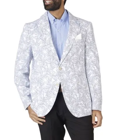 Tailorbyrd Dkny Men's Unlined Floral Printed Seersucker Sport Coat