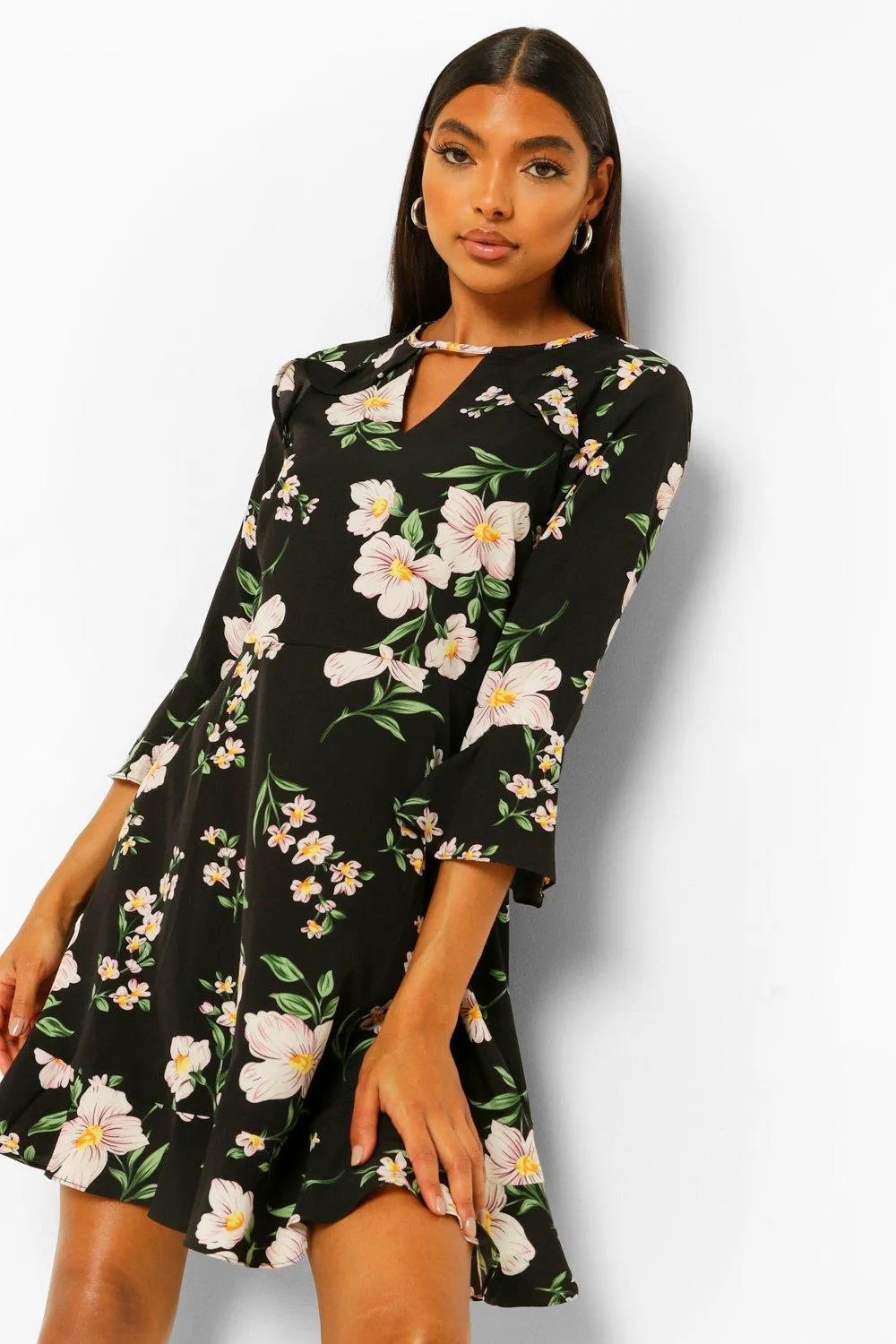 Tall Woven Vintage Floral Print Skater Dress