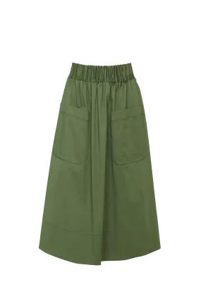 Taylor Elasticated Waist Skirt Forest Green