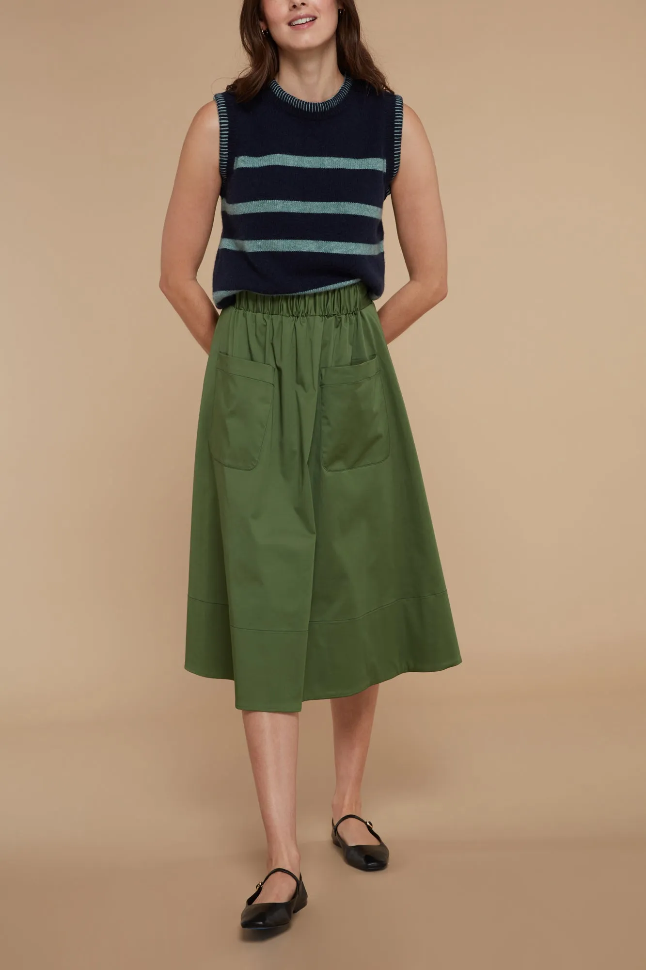 Taylor Elasticated Waist Skirt Forest Green