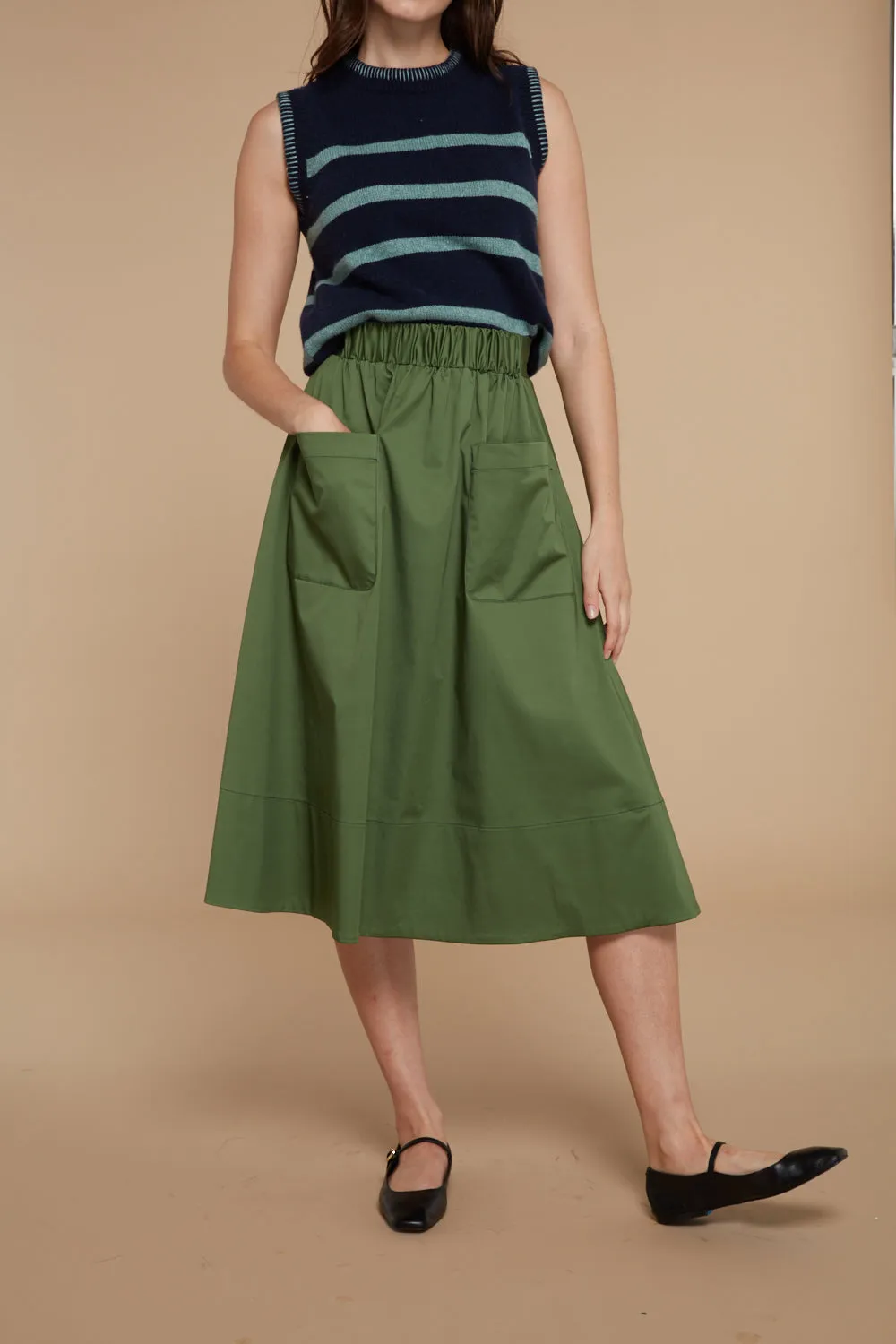 Taylor Elasticated Waist Skirt Forest Green