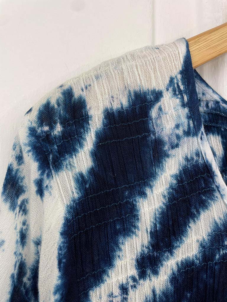 Tie Dye Shirred Midaxi Dress - Navy