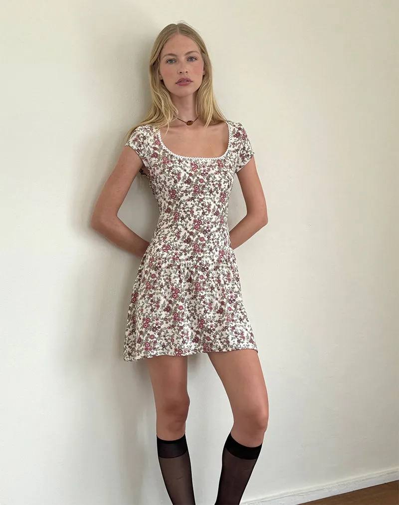 Tipani Mini Dress in Vintage Bloom Ivory