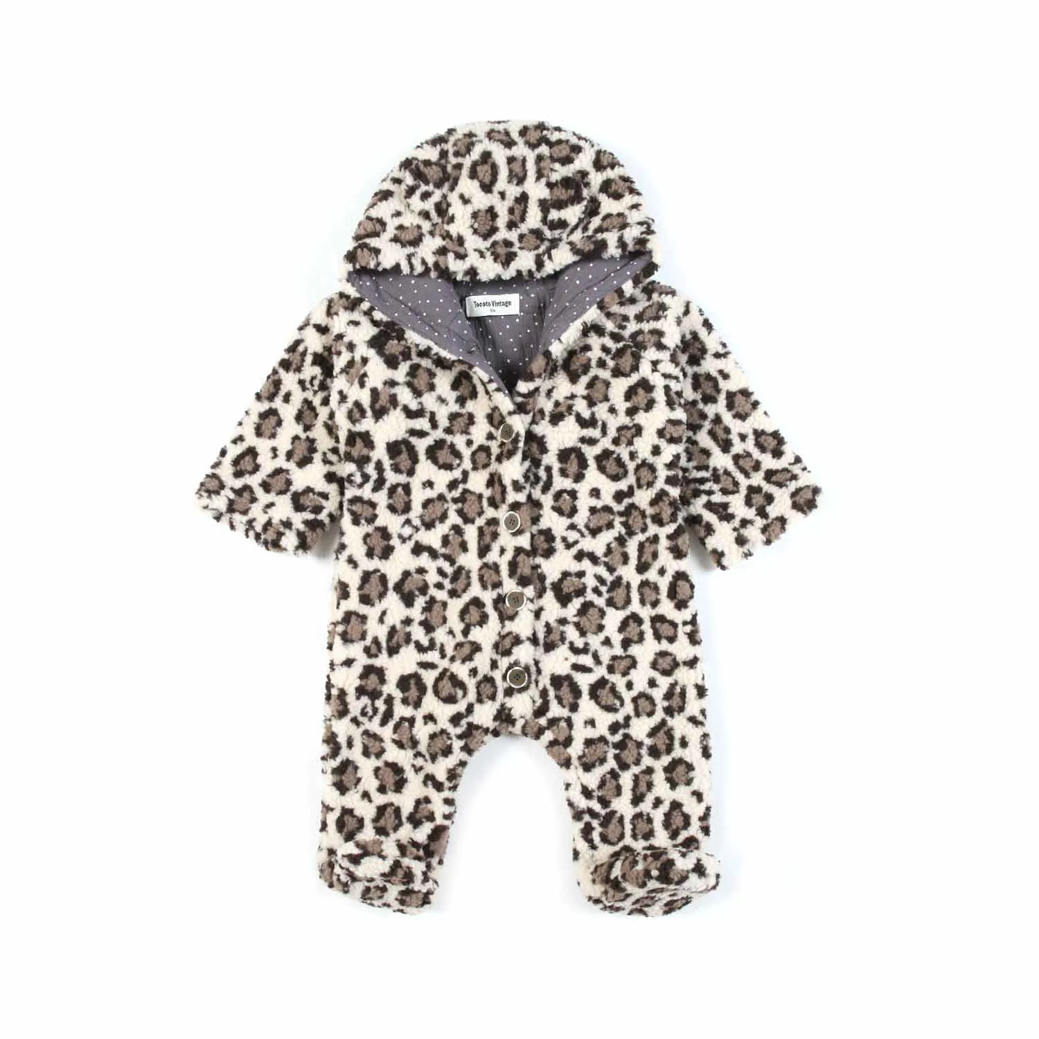 Tocotò Vintage Leopard Teddy Romper For Baby Girls