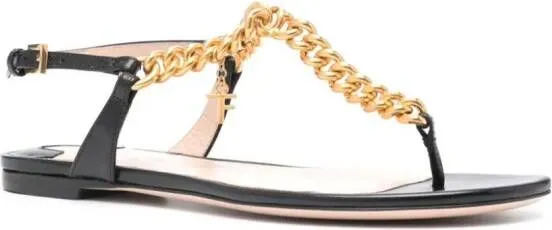 TOM FORD chainlink-strap leather sandals Black