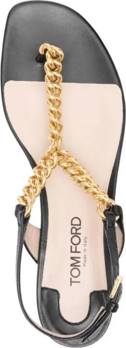 TOM FORD chainlink-strap leather sandals Black