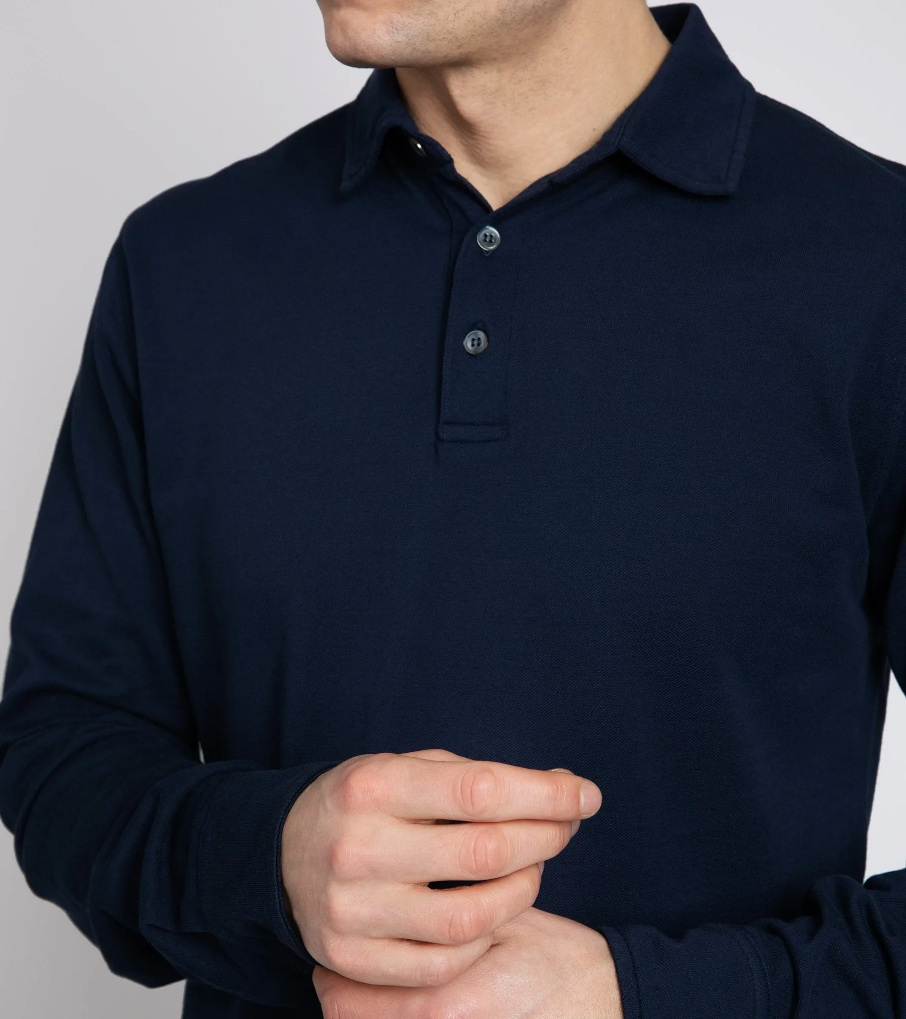 Trunk Moxon Long Sleeve Polo Shirt: Navy