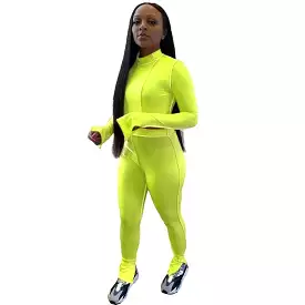 Two Piece Tracksuit Women Sportwear Crop Top and Leggings Pants fitness