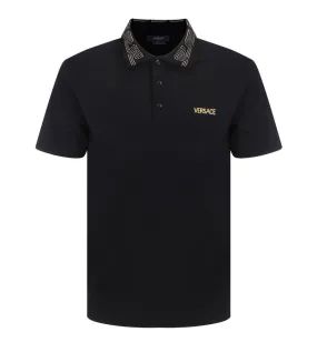 Versace Logo Embroidered Short Sleeved Polo Shirt