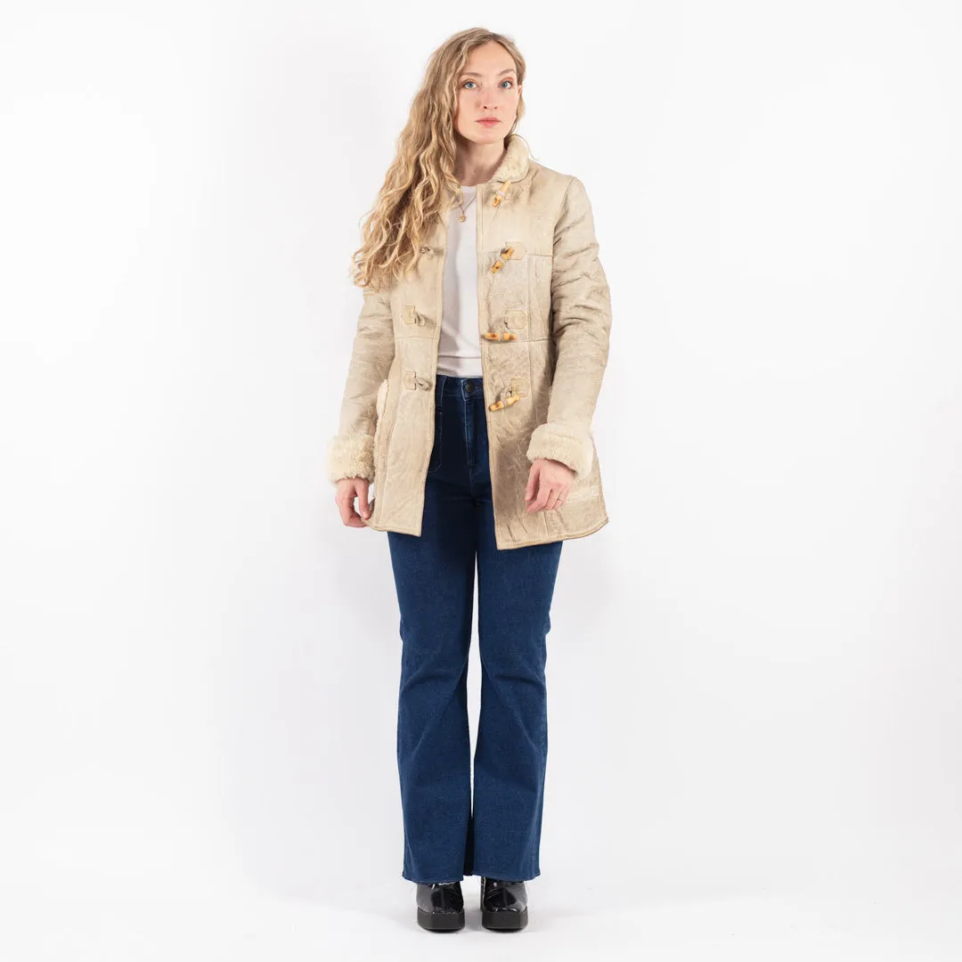 Vintage 70's Women Sheepskin Coat in Beige