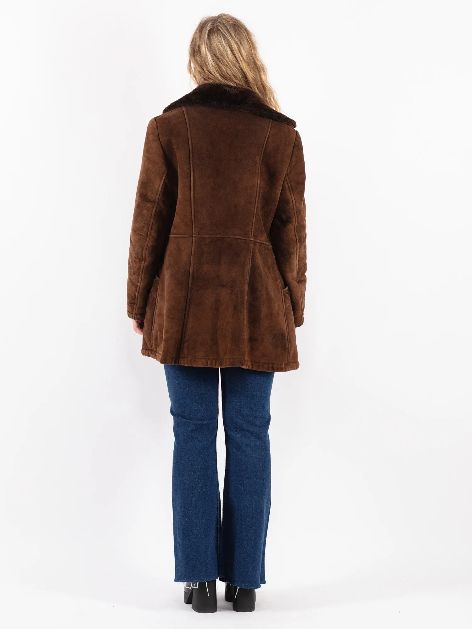 Vintage 70's Women Sheepskin Coat in Brown