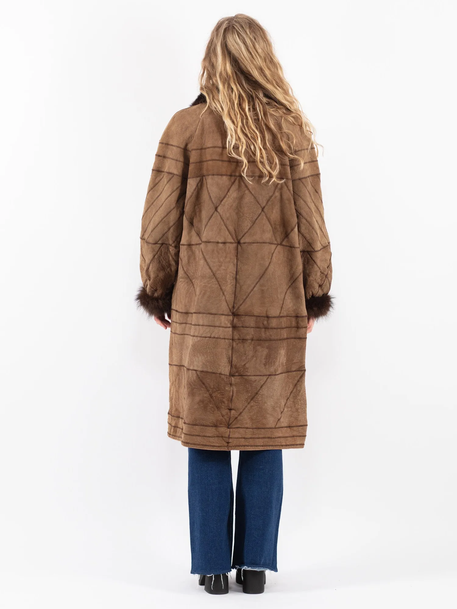 Vintage 80's Women Sheepskin Coat in Brown